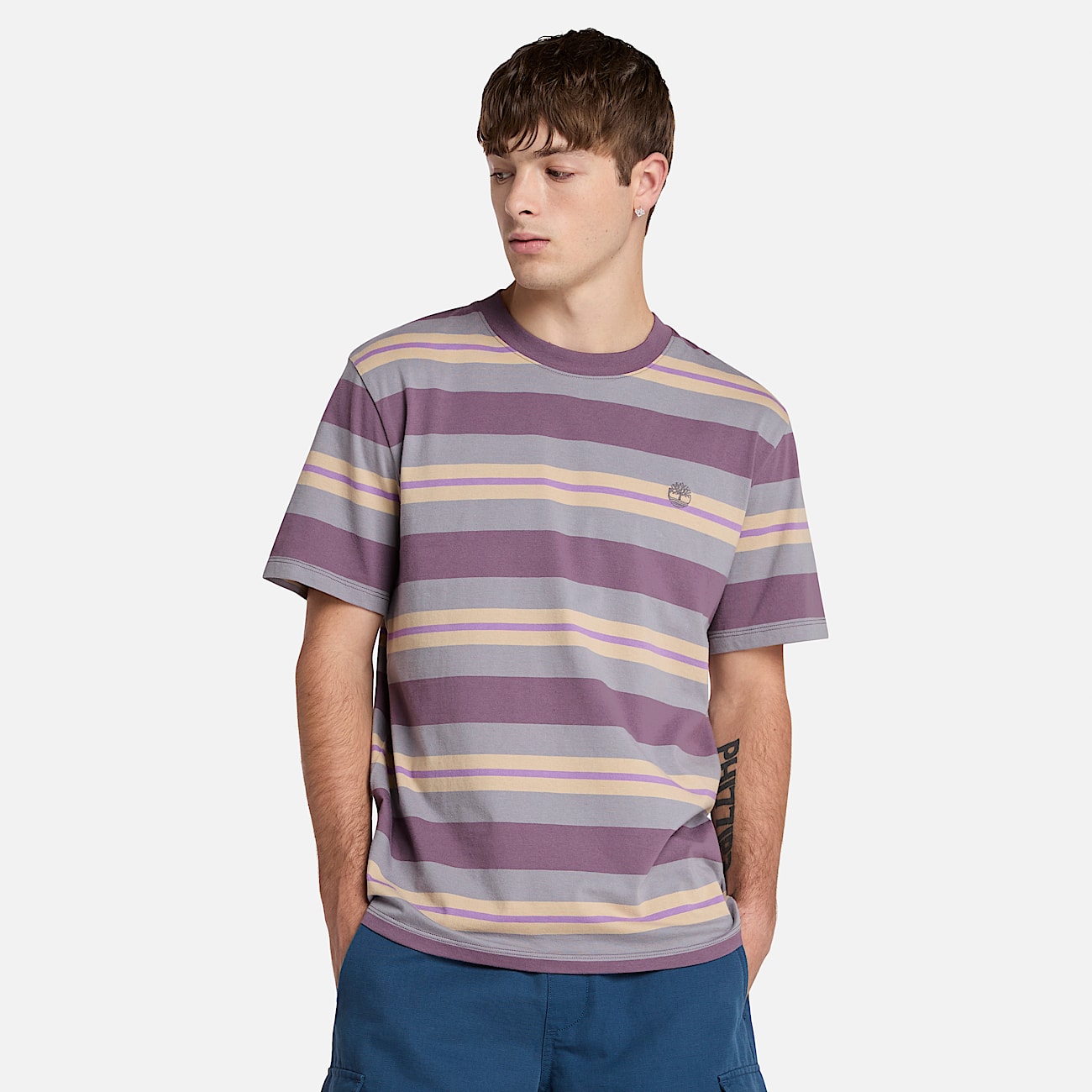 Gestreiftes T-Shirt für Herren in Violett - 1