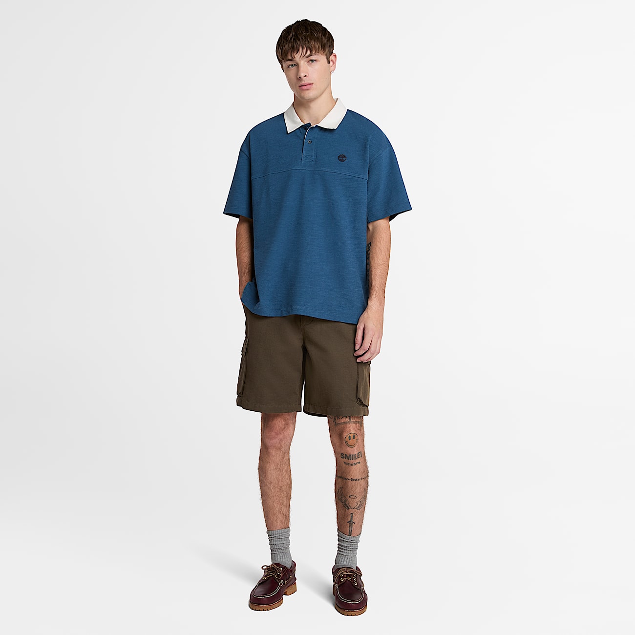 Cotton Linen Utility Short for Men in Green - 2