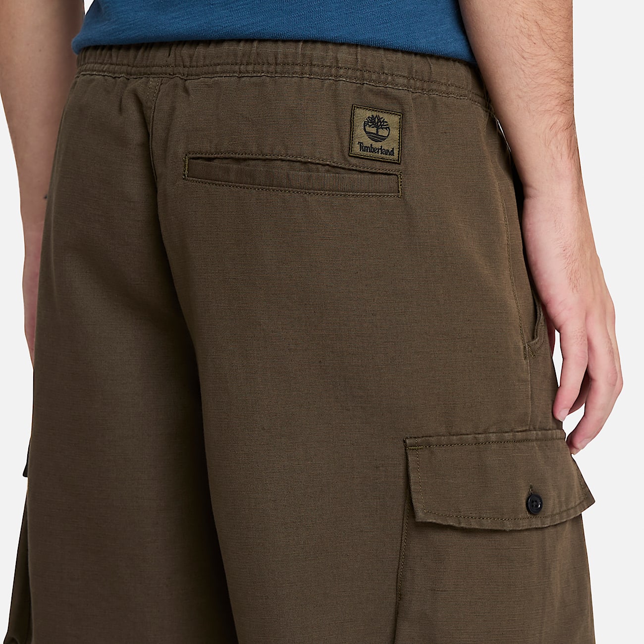 Cotton Linen Utility Short for Men in Green - 3