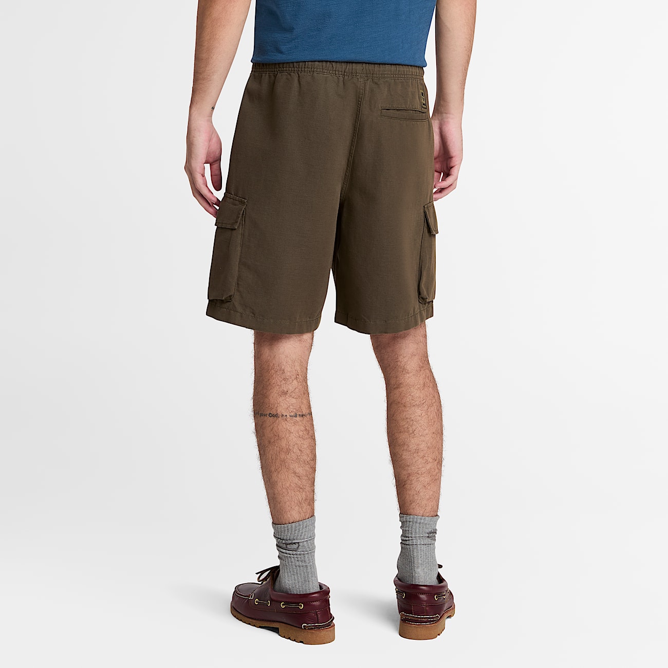Cotton Linen Utility Short for Men in Green - 4