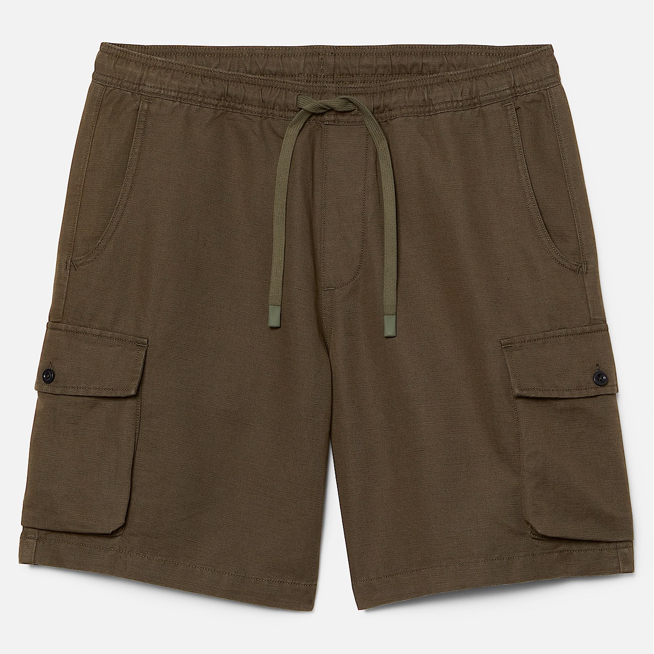 Cotton Linen Utility Short for Men in Green - 5