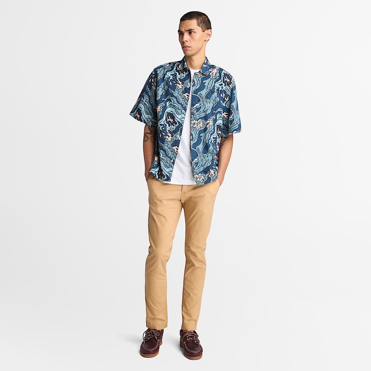 Seersucker Graphic Resort Shirt for Men in Multicolour - 3