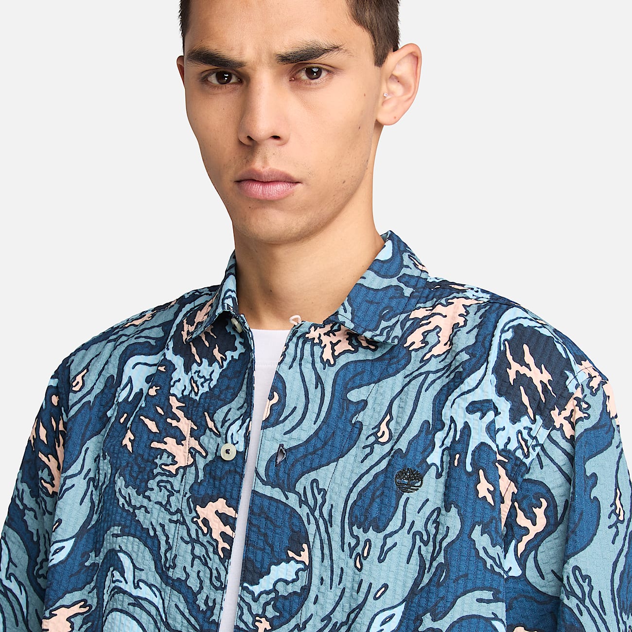 Seersucker Graphic Resort Shirt for Men in Multicolour - 4