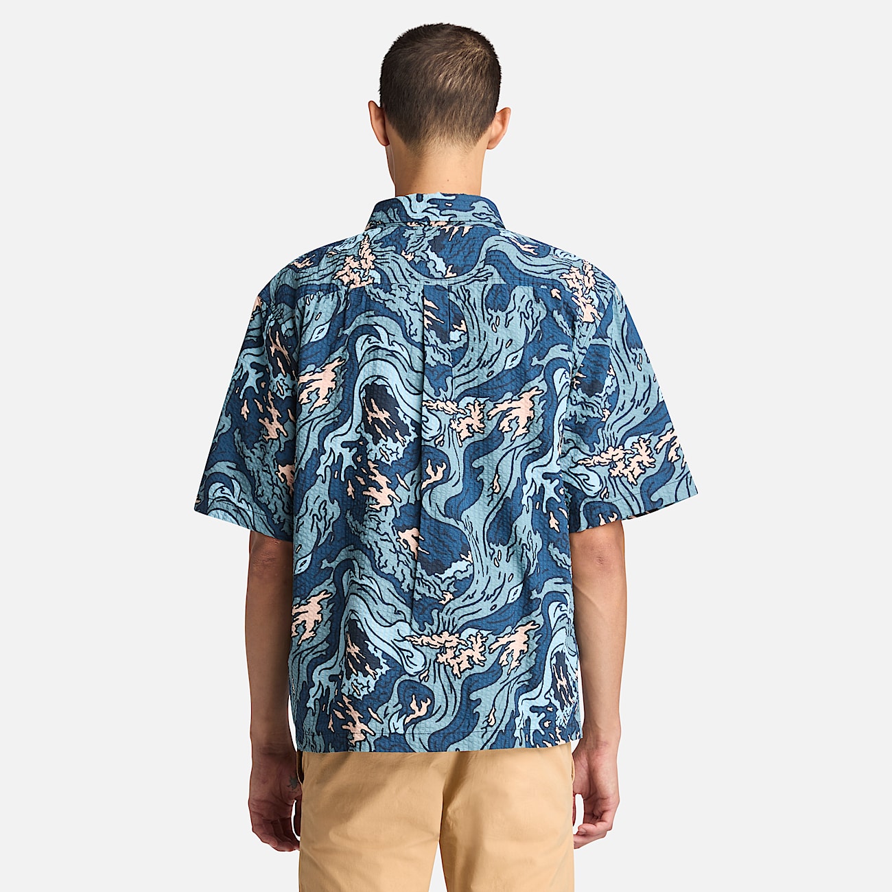 Seersucker Graphic Resort Shirt for Men in Multicolour - 5