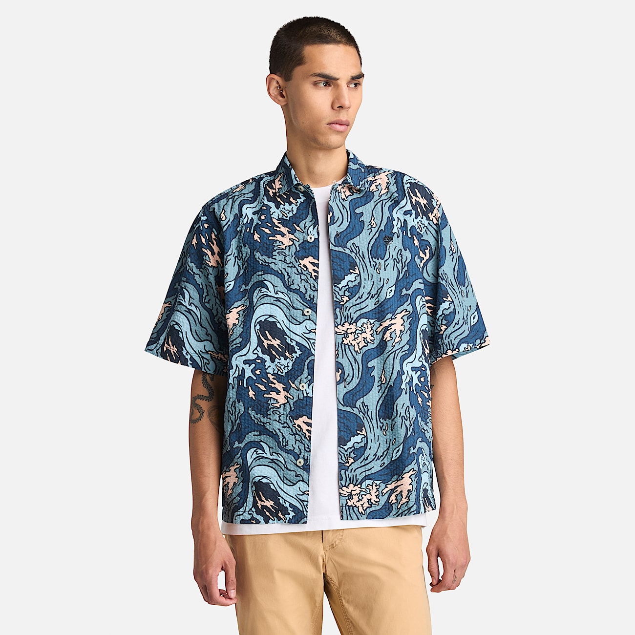 Seersucker Graphic Resort Shirt for Men in Multicolour - 1