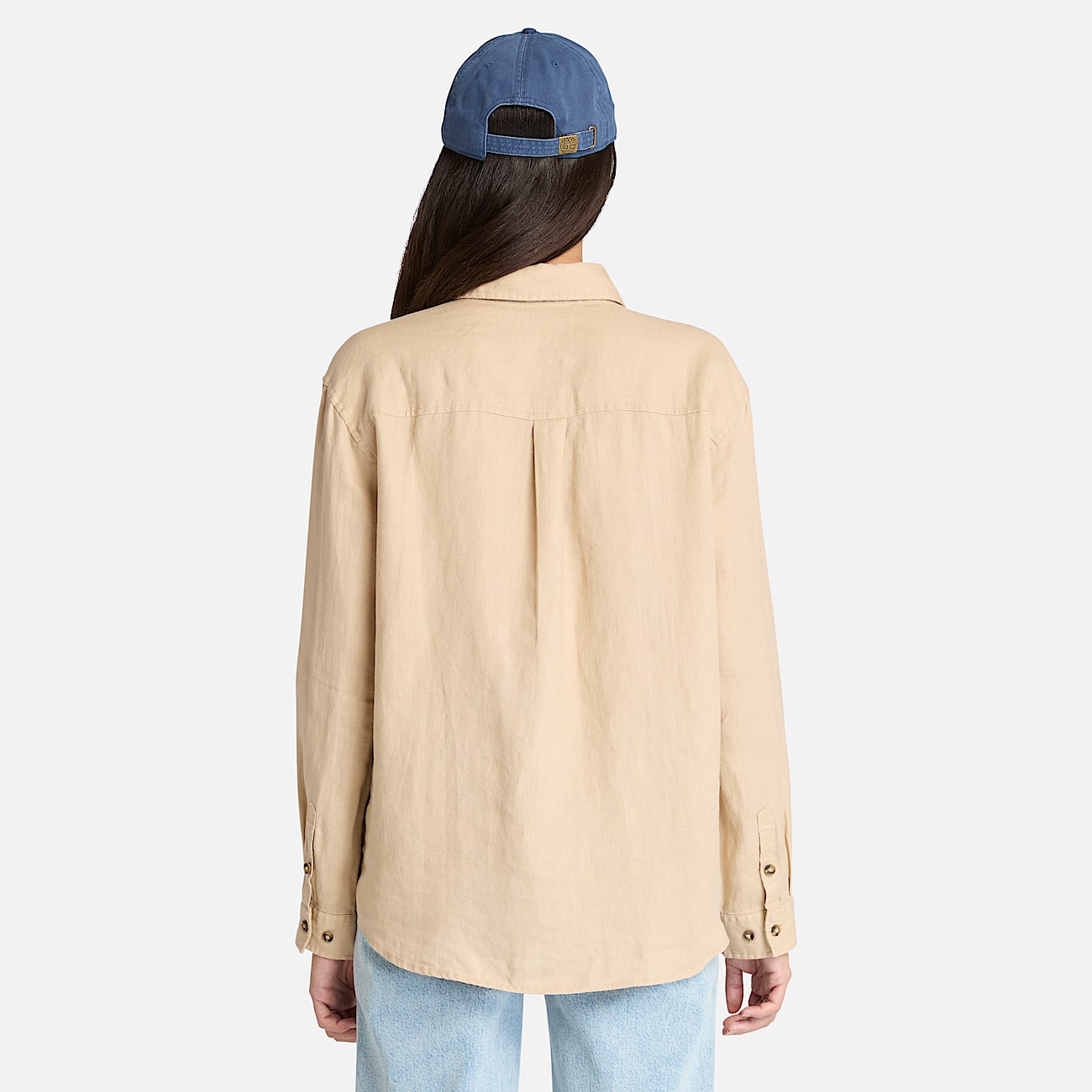 Long-Sleeve Linen Shirt for Women in Beige - 4