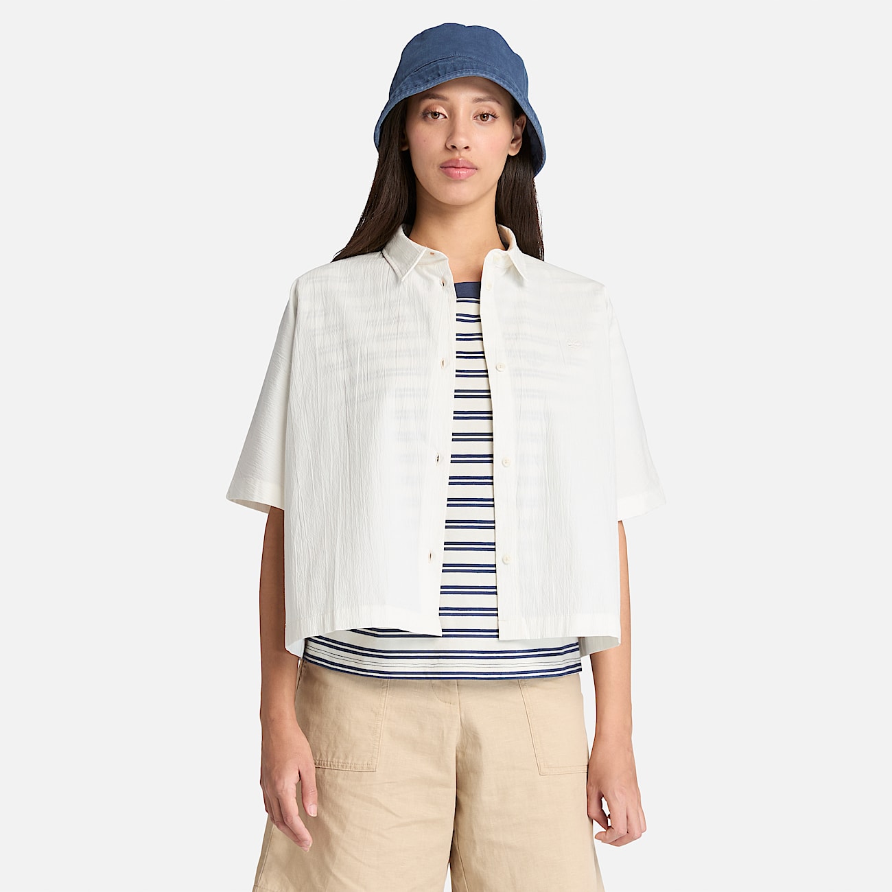 Camicia a Maniche Corte da Donna in bianco - 1