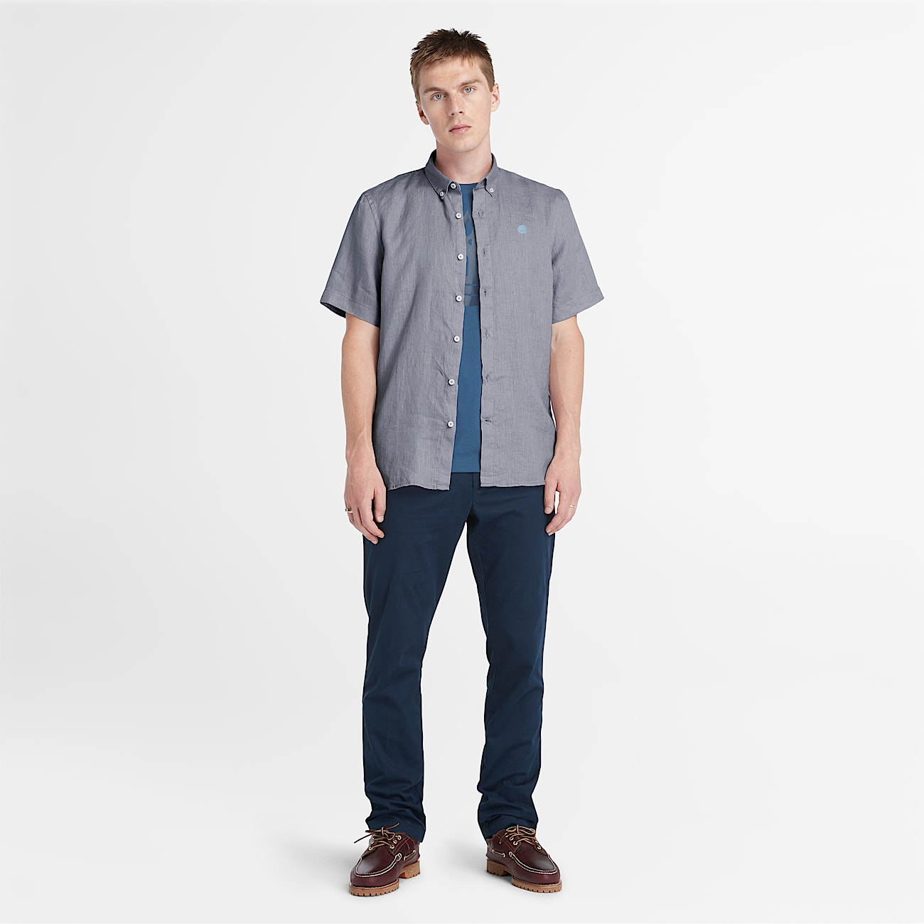 Camicia a Maniche Corte in Lino Mill Brook da Uomo in grigio - 3
