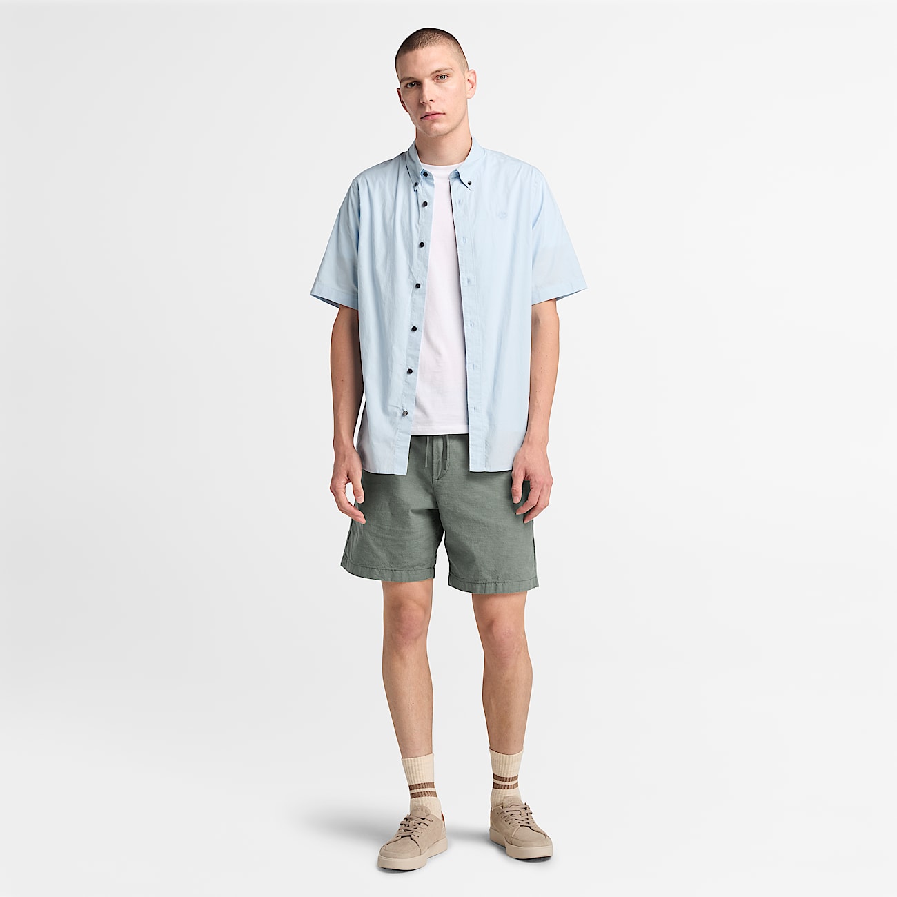 Shorts in Cotone e Lino da Uomo in verde chiaro - 2