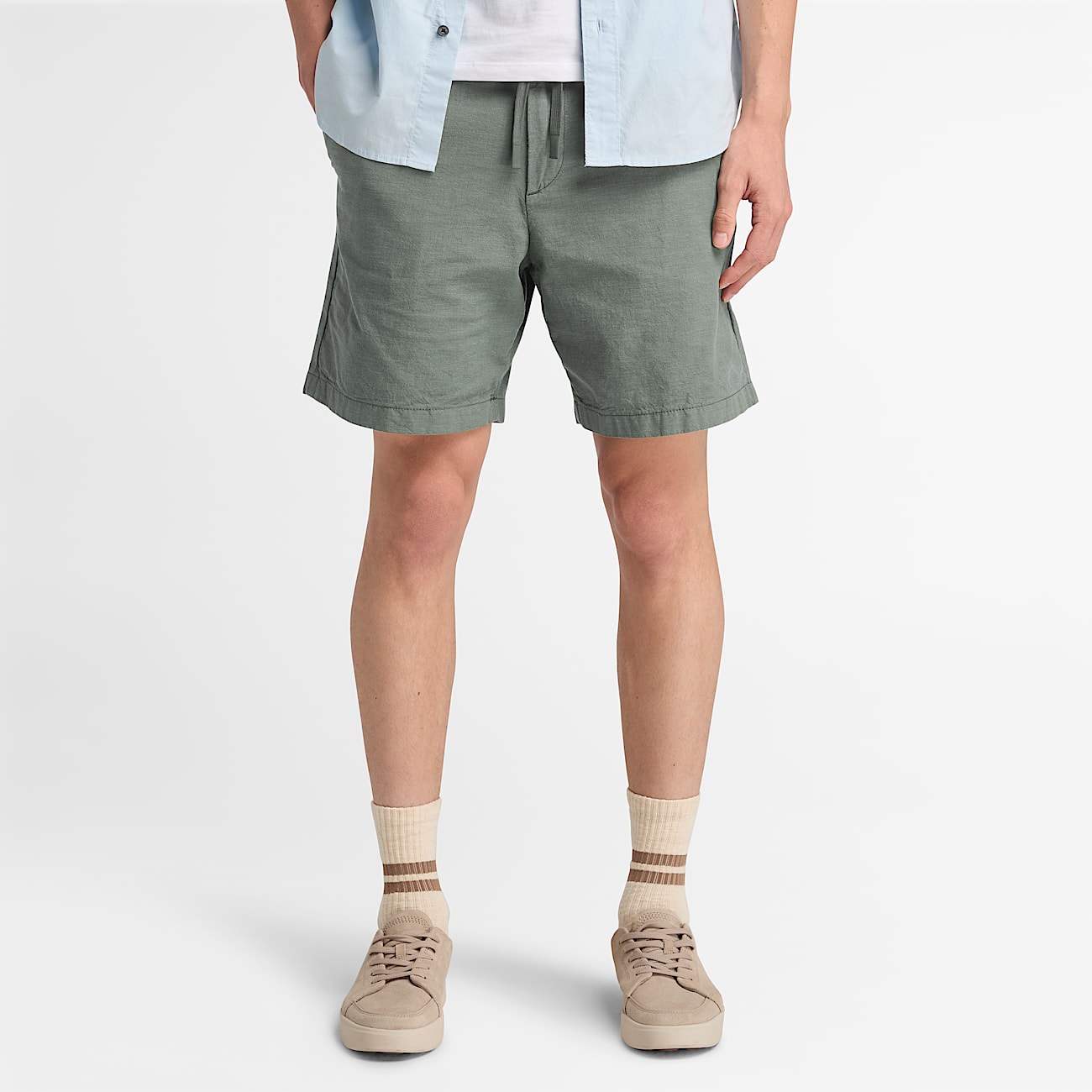 Shorts in Cotone e Lino da Uomo in verde chiaro - 1