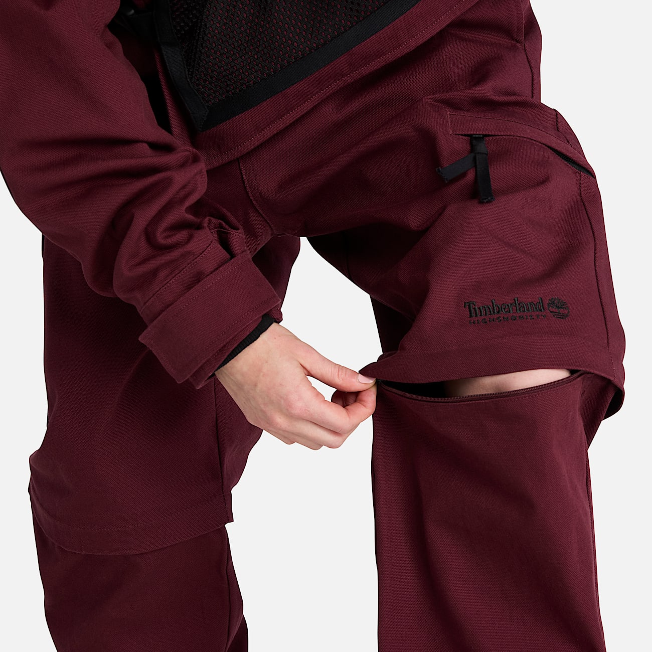 Timberland and HIGHSNOBIETY 2in1 Convertible Canvas Trouser in Burgundy TBL Burgundy ALT3