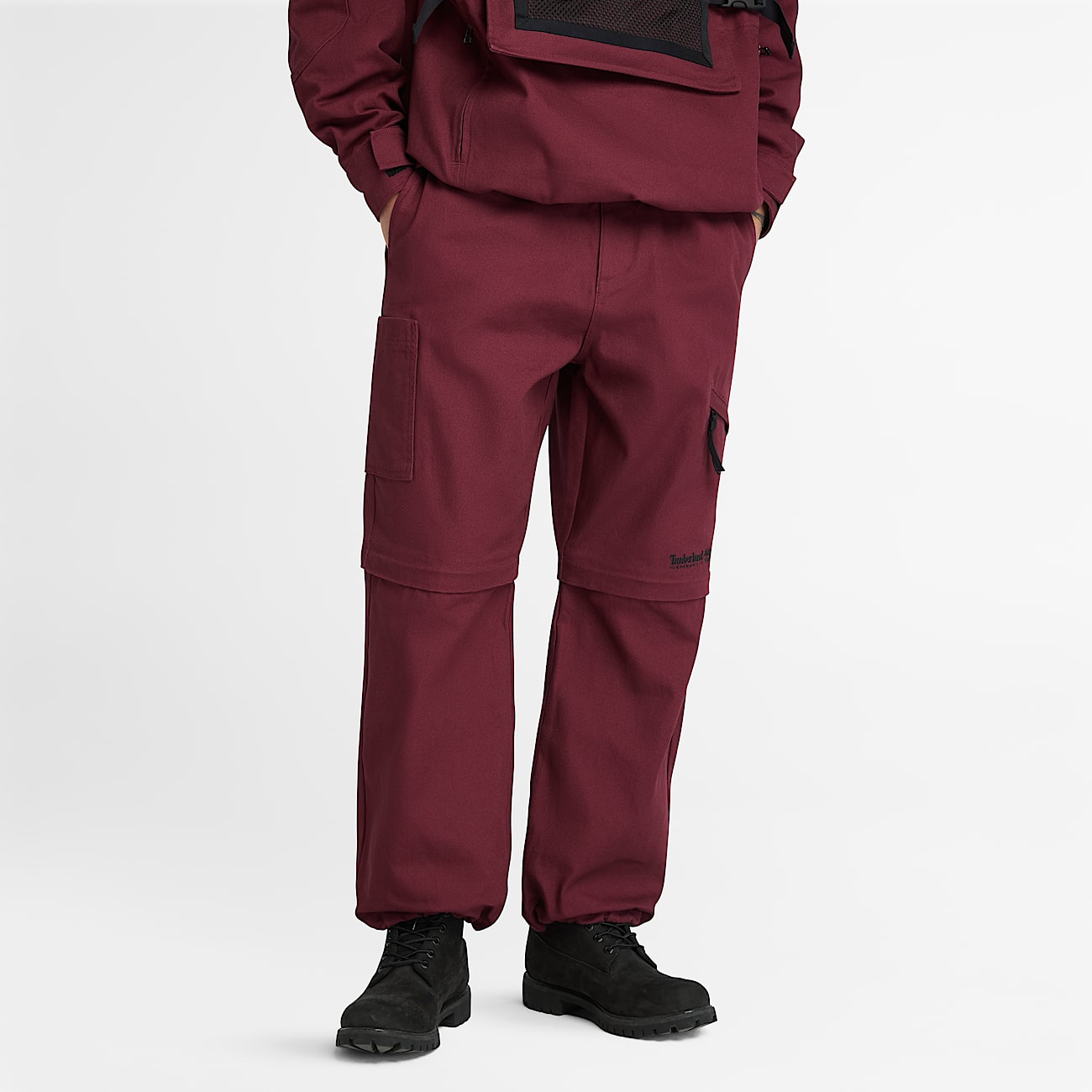 Timberland and HIGHSNOBIETY 2in1 Convertible Canvas Trouser in Burgundy TBL Burgundy ALT2