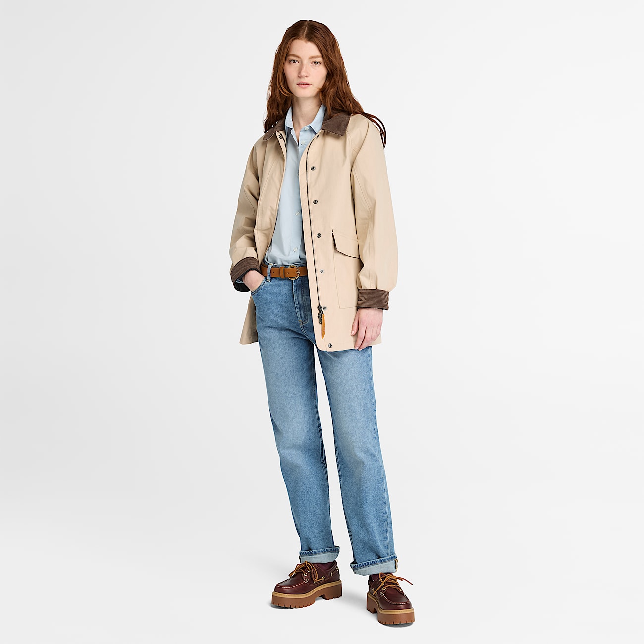 Poplin Long-Sleeve Shirt for Women in Light Blue - 2