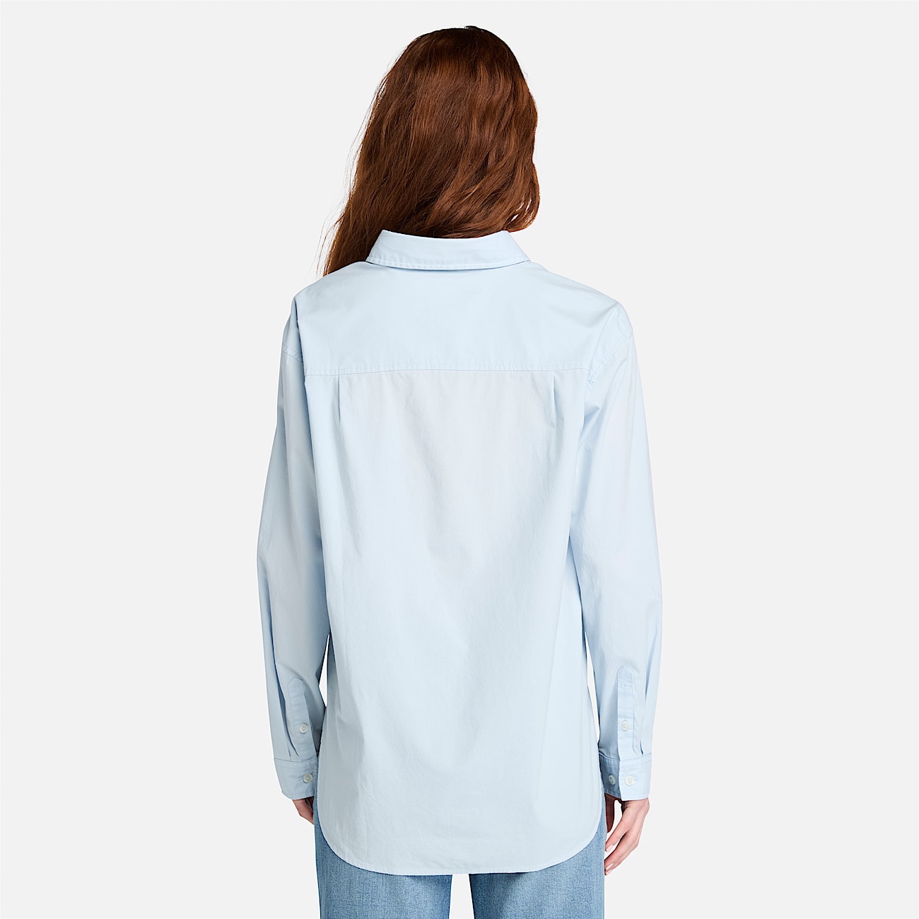 Poplin Long-Sleeve Shirt for Women in Light Blue - 4