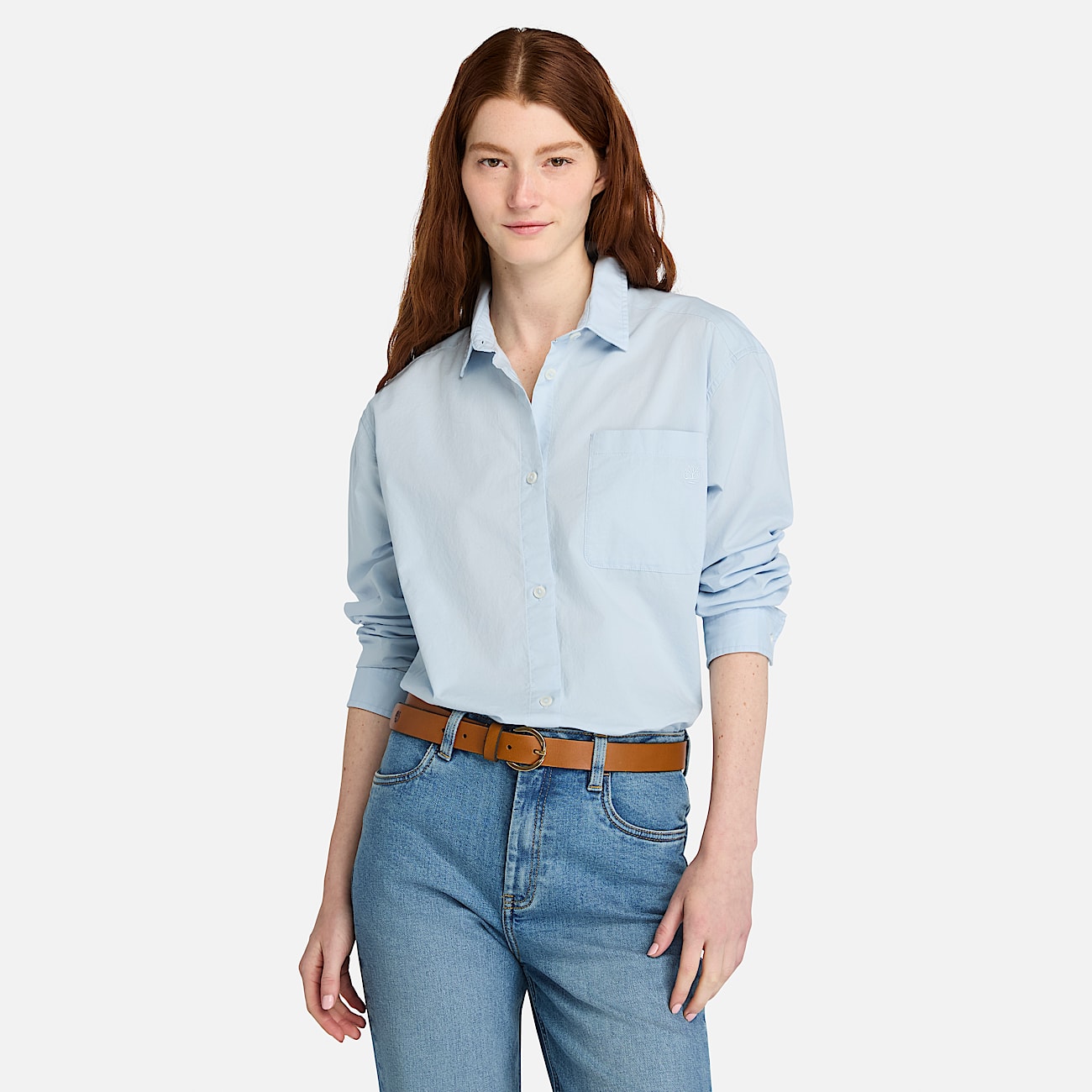 Camisa em Popelina para Mulher em azul-claro - 1