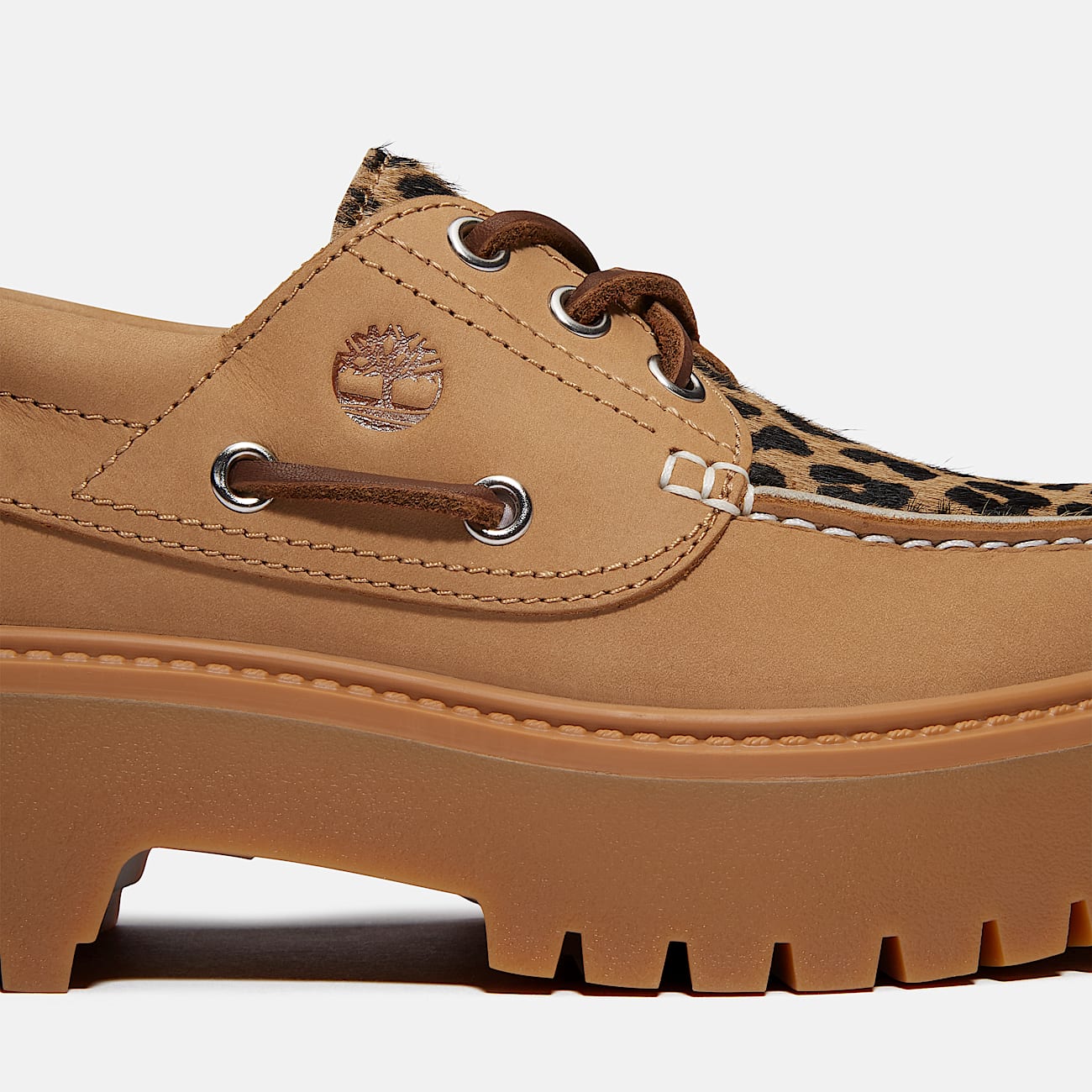 Leopard Platform Stone Street Boat Shoe for Women in Beige TBL Beige ALT7