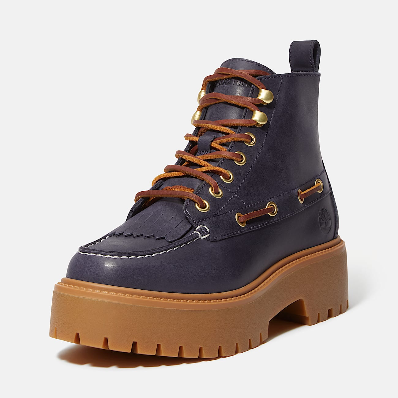 Stone Street Platform Kiltie Boot for Women in Dark Blue TBL Blue ALT9