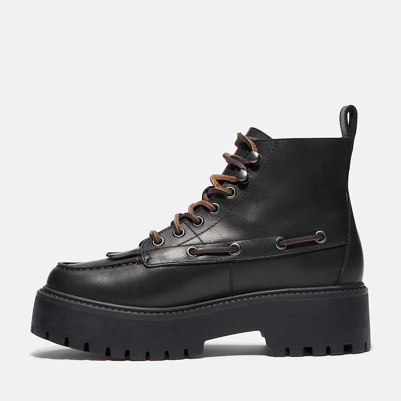 Stone Street Platform Kiltie Boot for Women in Black TBL Black ALT6