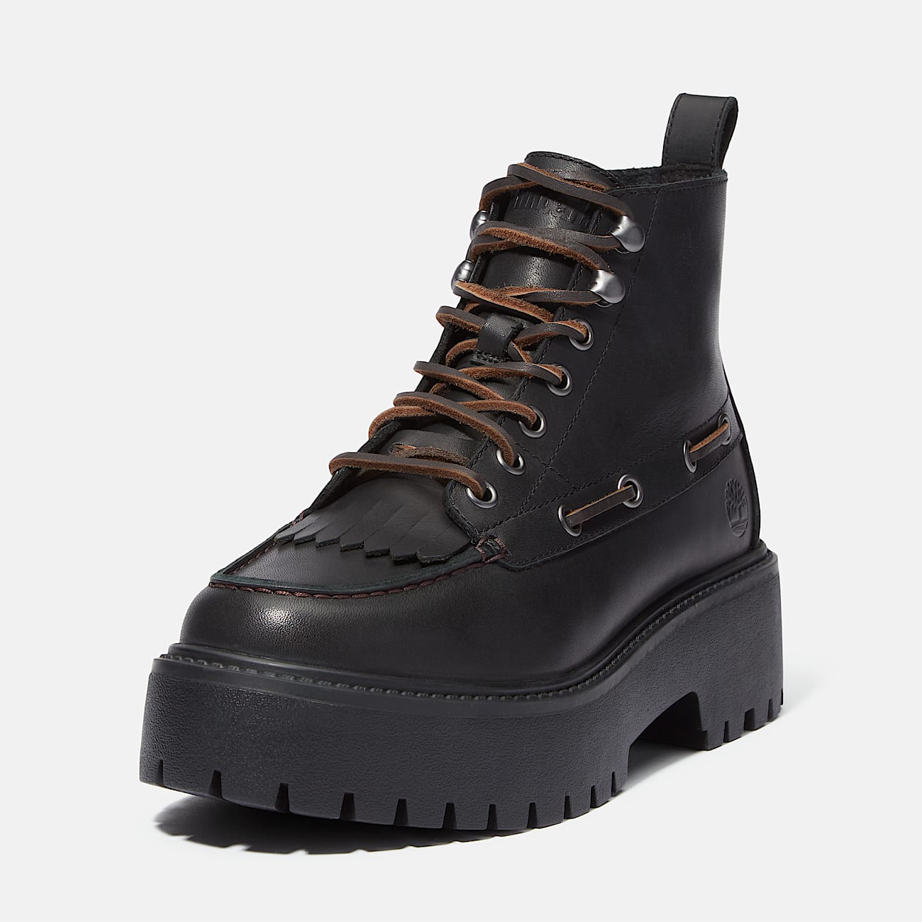 Stone Street Platform Kiltie Boot for Women in Black TBL Black ALT9