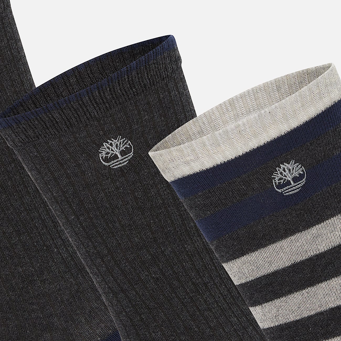 Lot de 3 paires de mi-chaussettes courtes rayées Craftsbury Timberland® pour homme en gris foncé - 3
