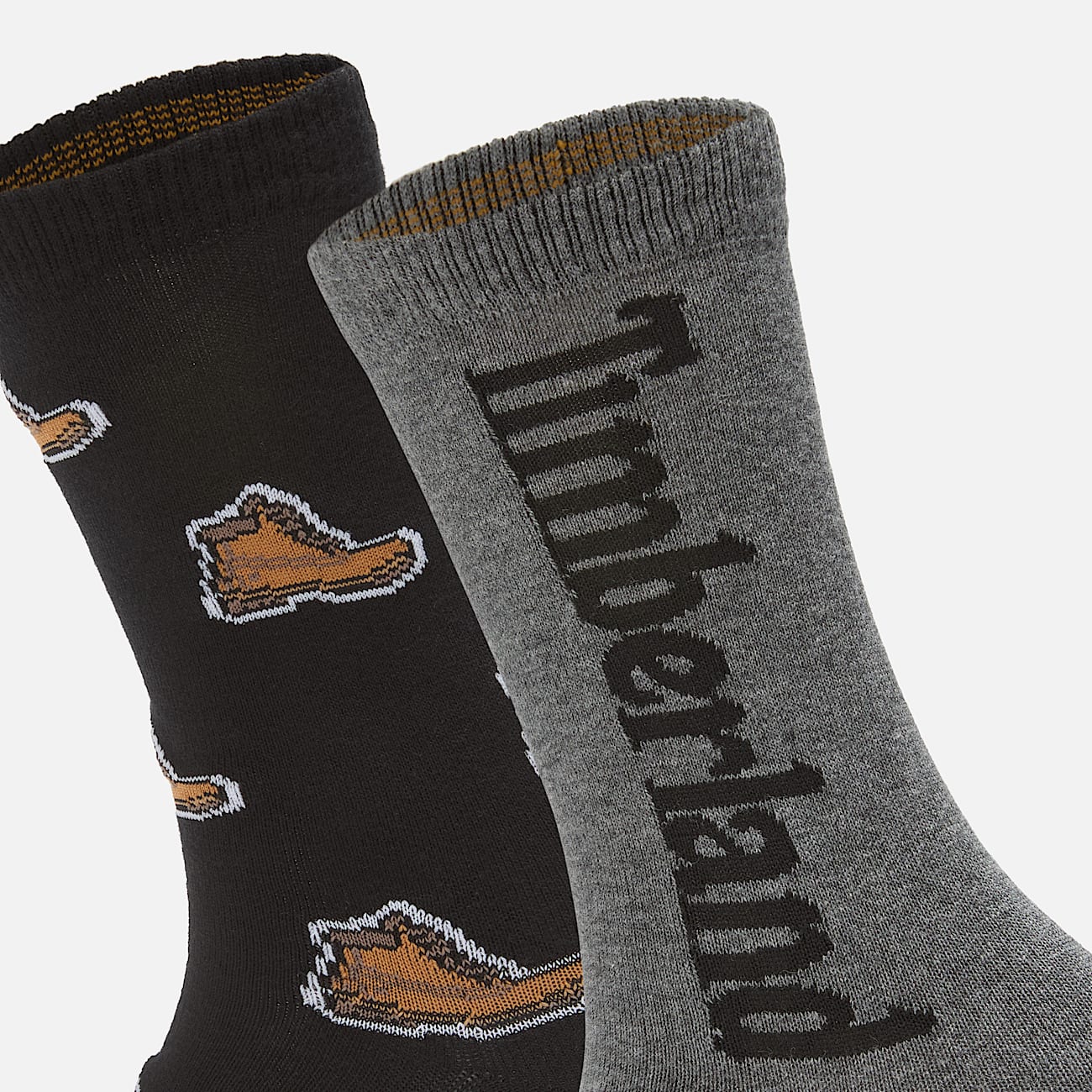 Timberland 2Pack AllOver Boot Print Crew Sock in Black TBL Black ALT2