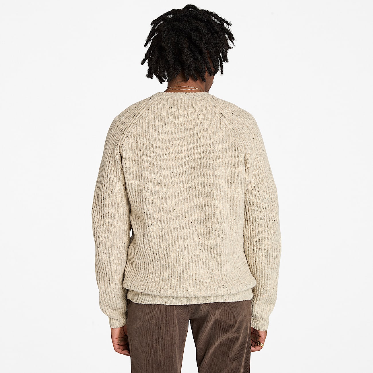 Chunky Yarn Crewneck Jumper for Men in Beige TBL Beige ALT9