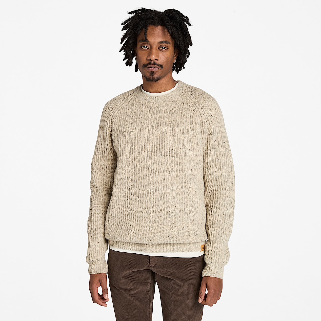 Chunky Yarn Crewneck Jumper for Men in Beige TBL Beige HERO