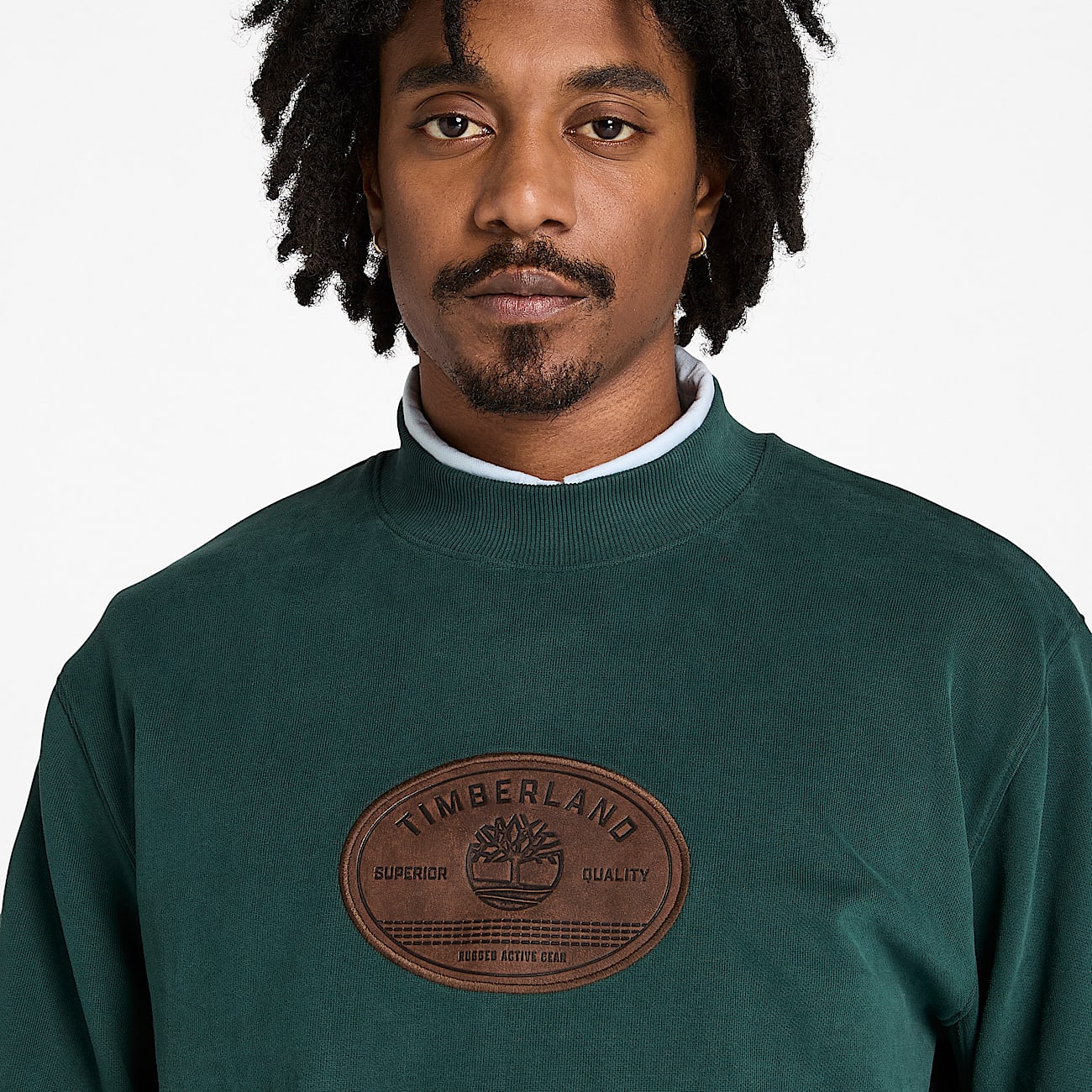 Leather Badge Sweatshirt for Men in Dark Green TBL Green ALT2