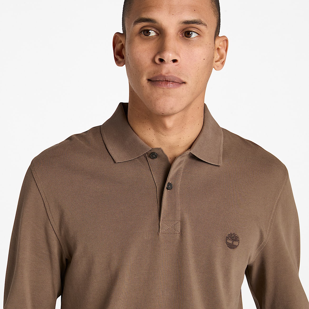 Millers River LongSleeve Pique Polo for Men in Brown TBL Brown ALT2