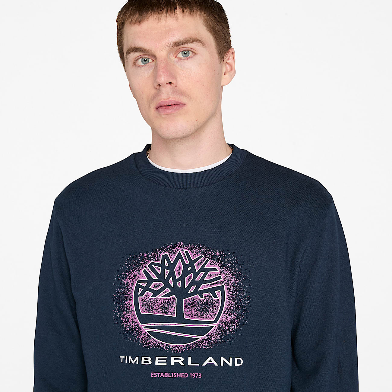Seasonal Graphic Crewneck Sweatshirt for Men in Dark Blue TBL Blue ALT2