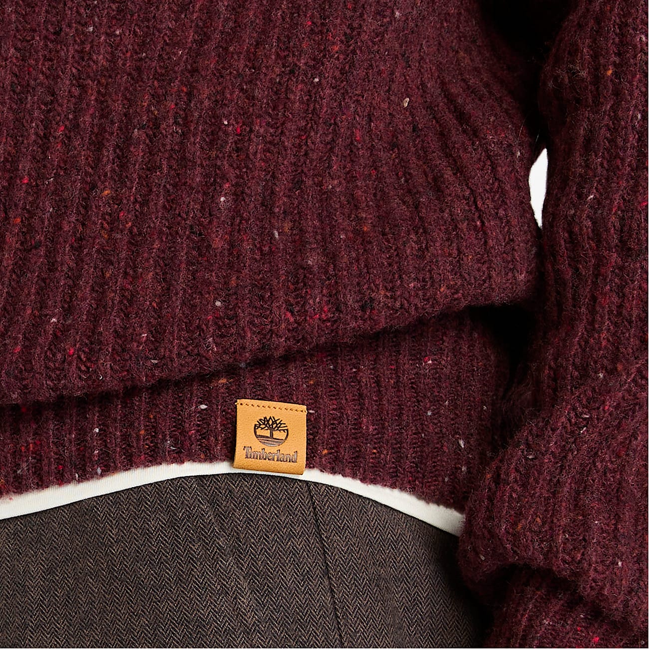 Pull épais à col rond pour homme en bordeaux - 4