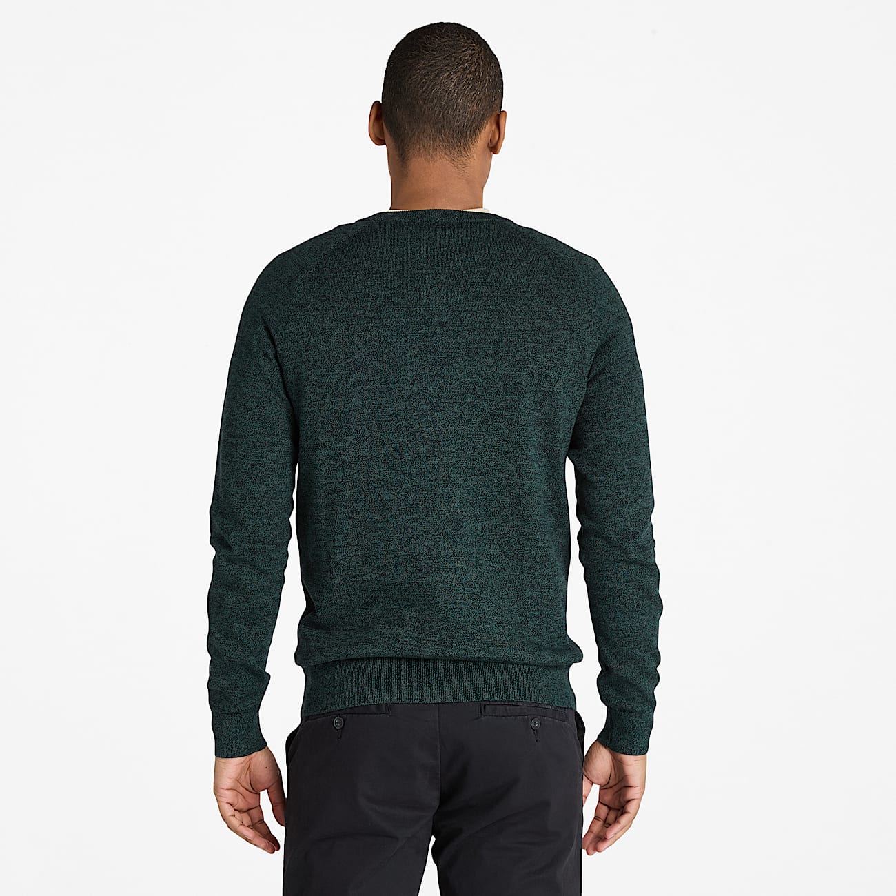 Pull en coton à col rond et manches raglan Williams River pour homme en vert foncé - 4