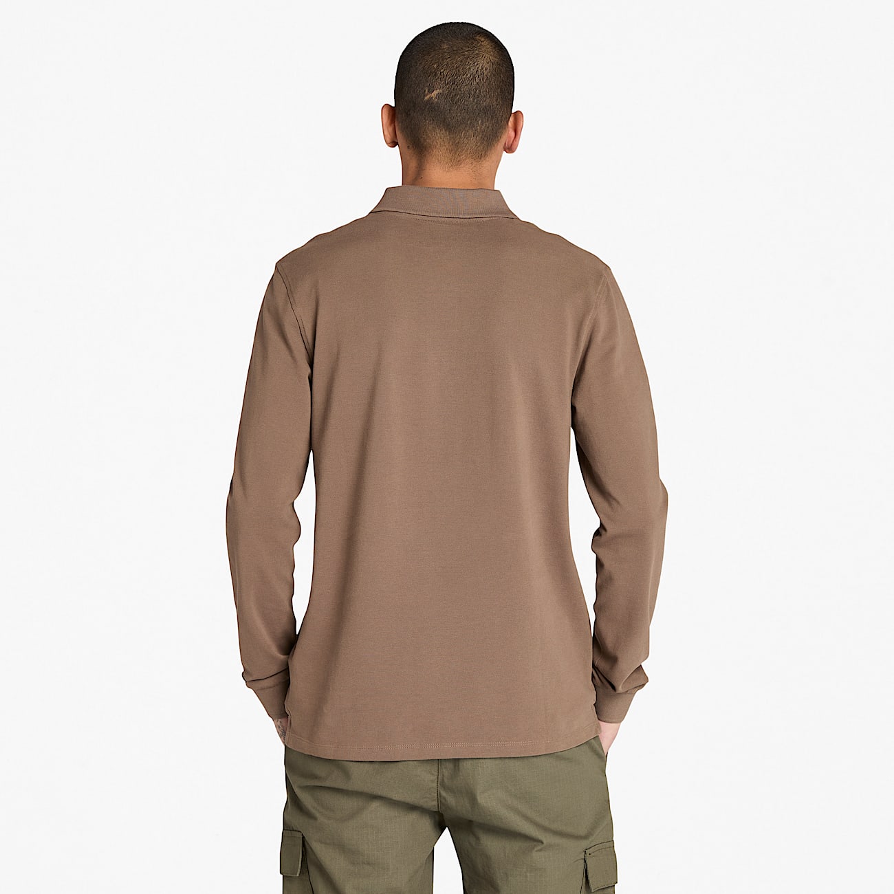 Millers River Piqué Poloshirt met lange mouwen voor heren in bruin - 4