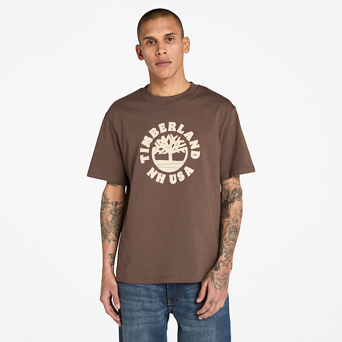 Holiday Front Graphic Short-Sleeve T-Shirt for Men in Brown - 1