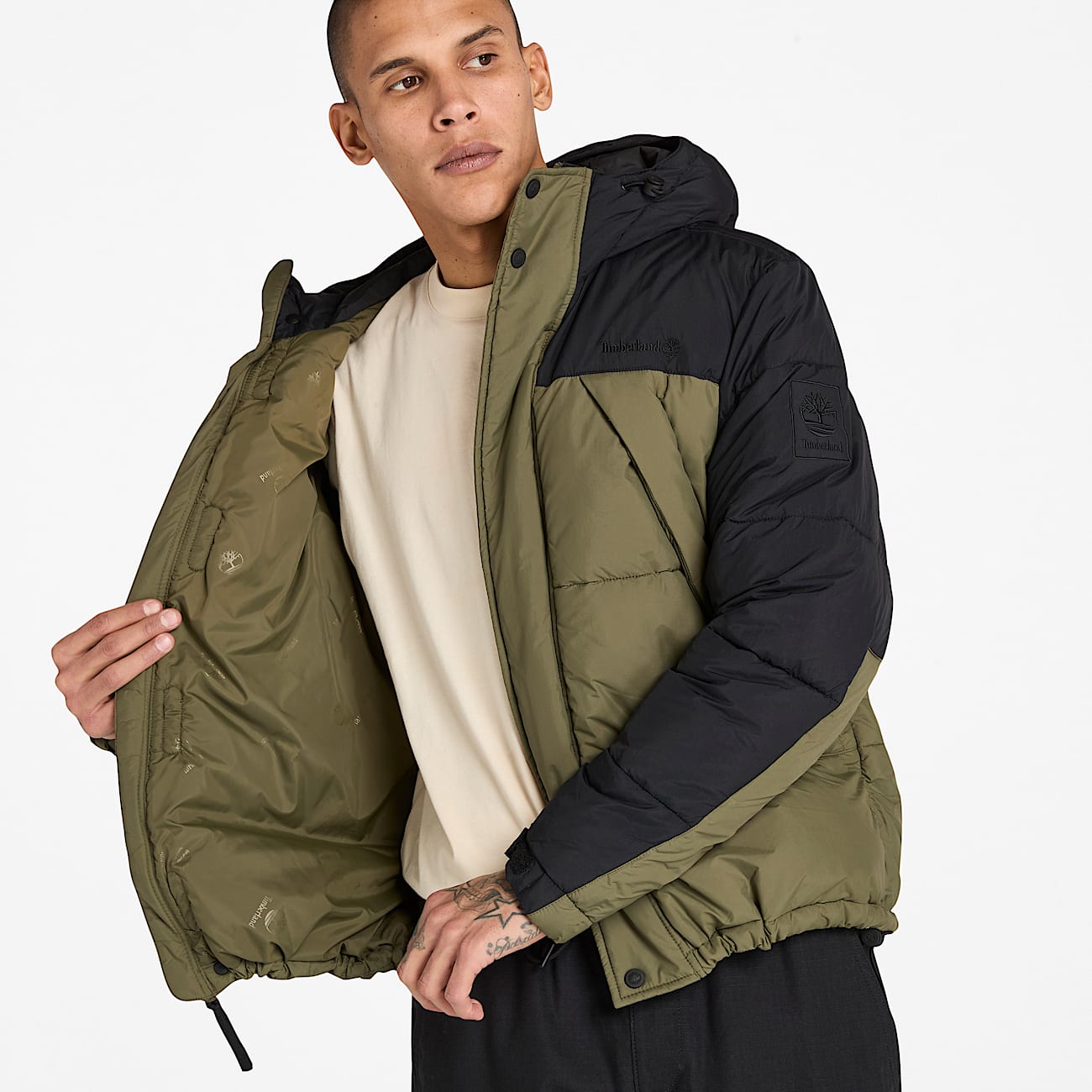 Doudoune déperlante durable pour homme en noir/vert foncé - 3