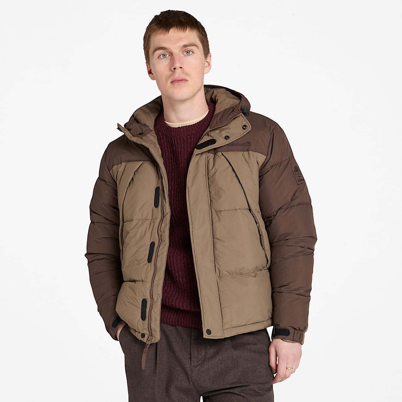 Durable Water-Repellent Puffer Jacket for Men in Brown - 1