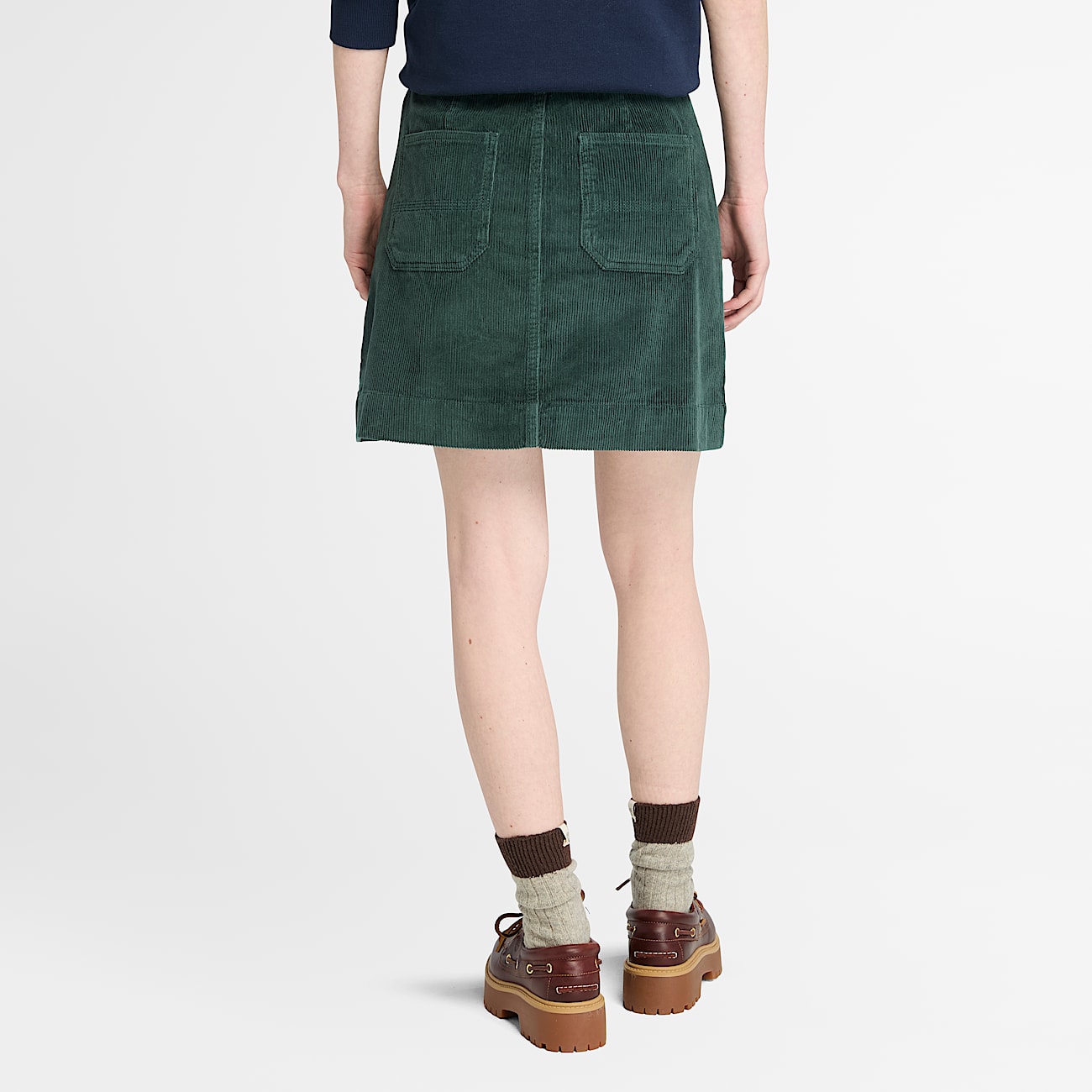 Washed Corduroy Skirt for Women in Dark Green TBL Green ALT9