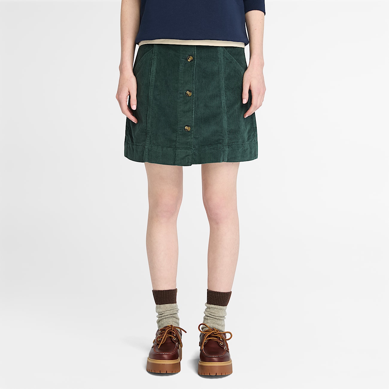 Washed Corduroy Skirt for Women in Dark Green TBL Green HERO