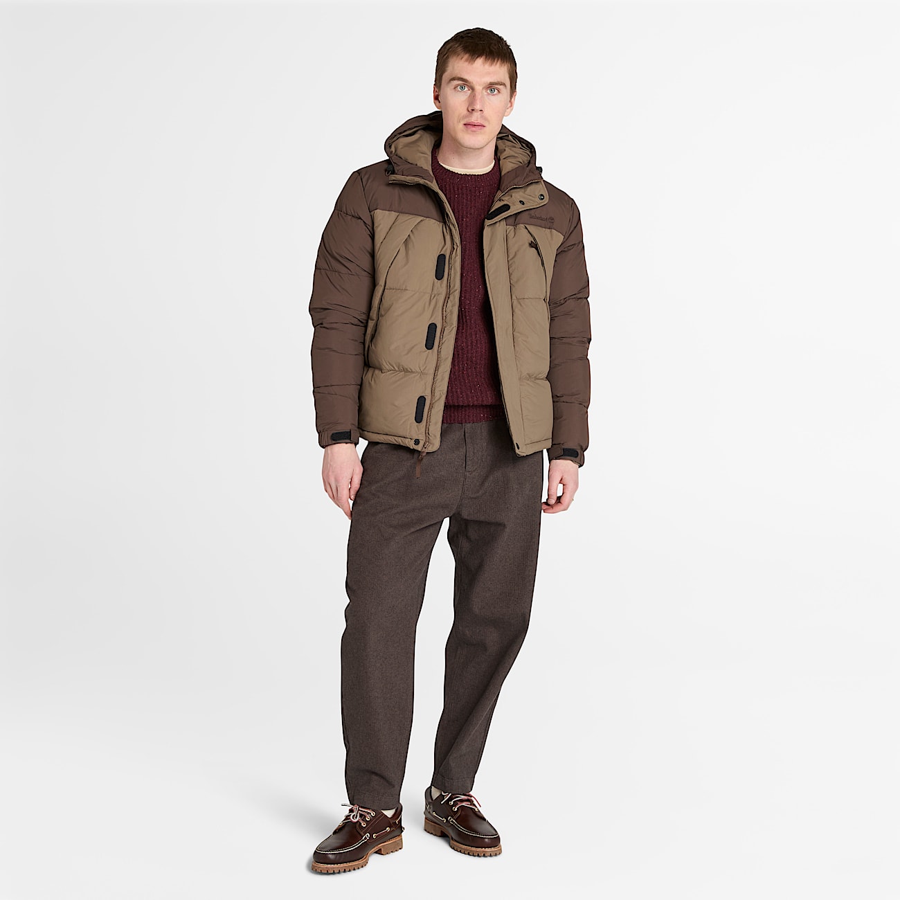 Durable Water-Repellent Puffer Jacket for Men in Brown - 2
