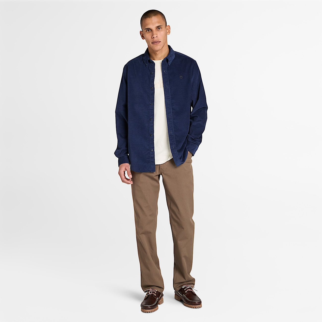 Chemise en velours côtelé pour homme en bleu foncé - 2