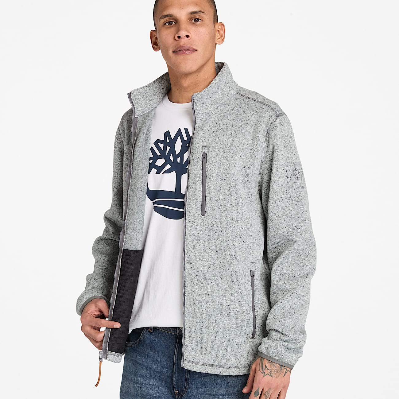 Melange Fleece Jacket for Men in Dark Grey TBL Grey ALT3