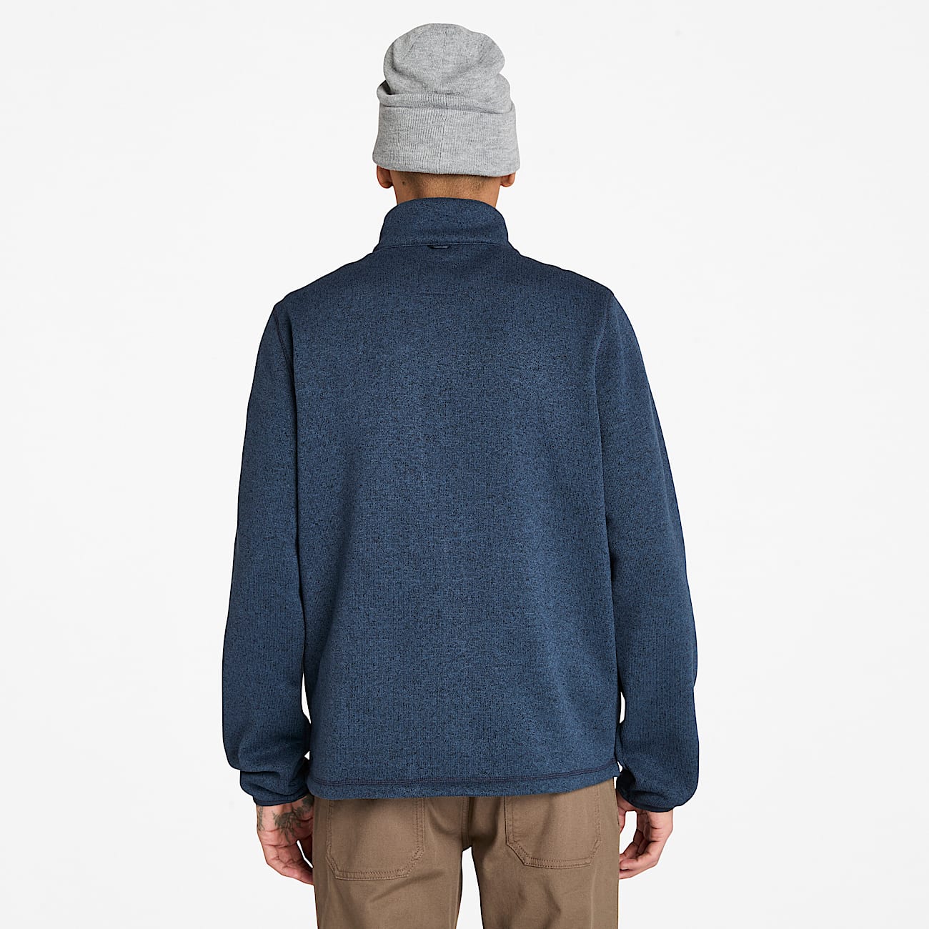 Melierte Fleecejacke für Herren in Dunkelblau - 5