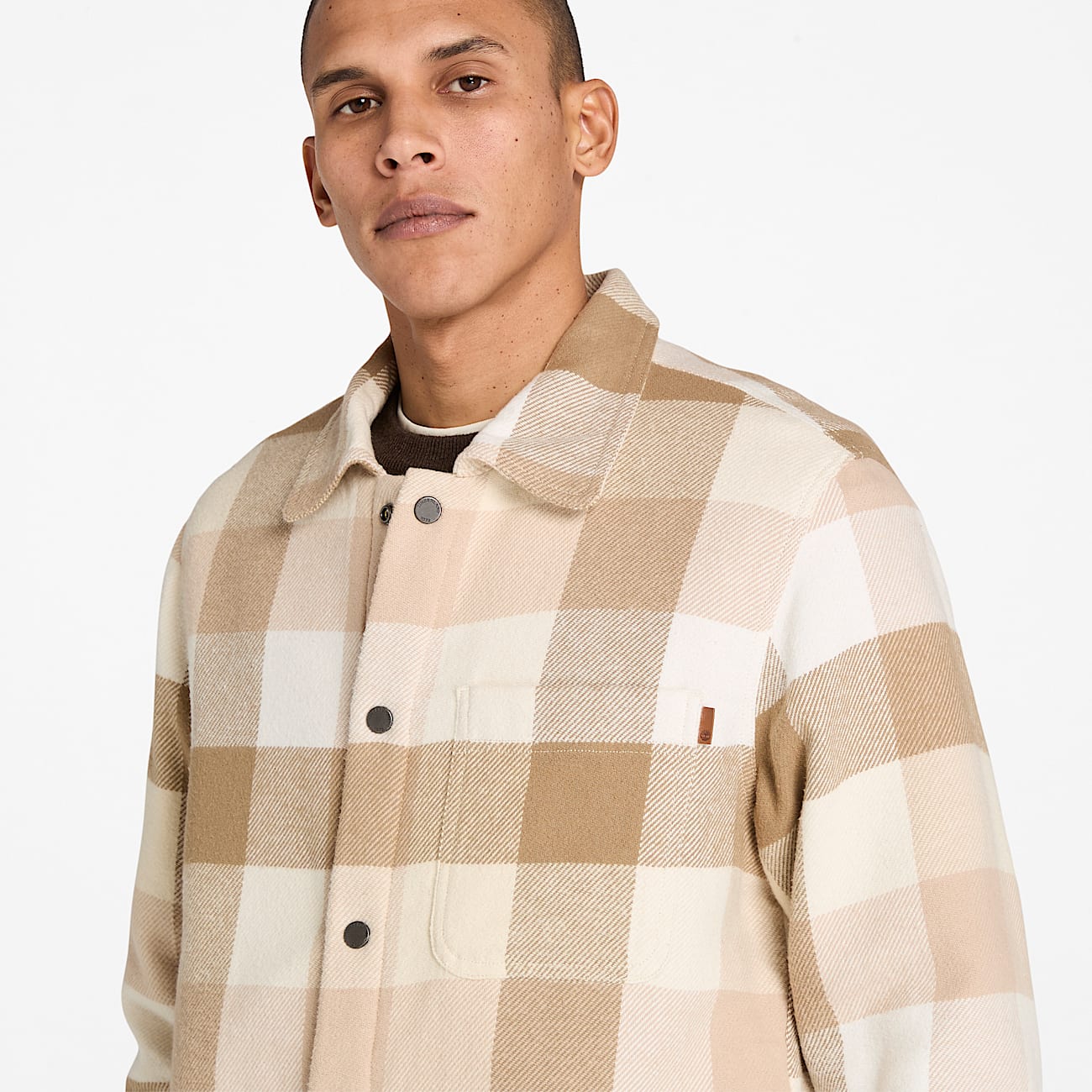 High Pile Lined Overshirt for Men in Beige TBL Beige ALT2