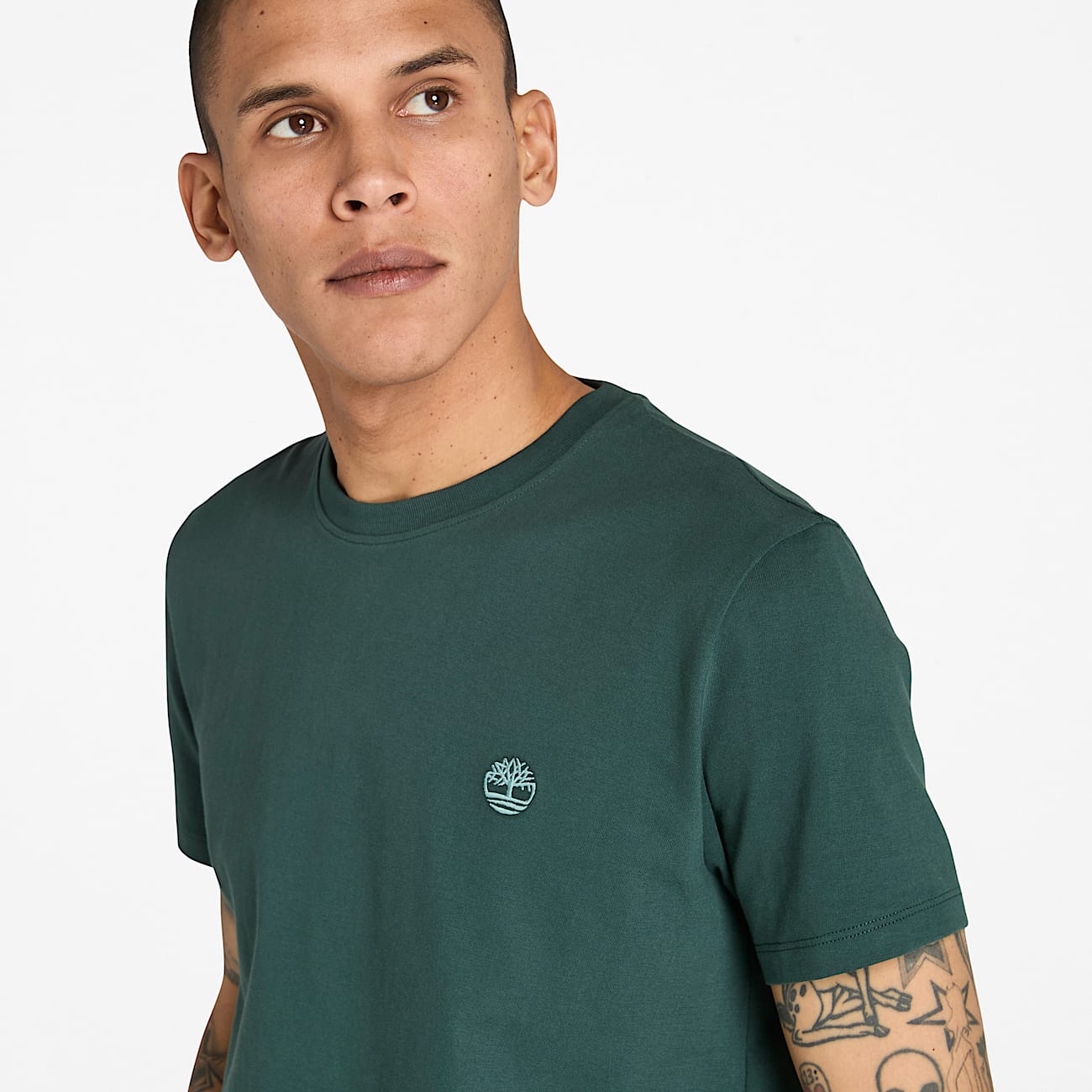 Dunstan River ShortSleeve TShirt for Men in Dark Green TBL Green ALT2