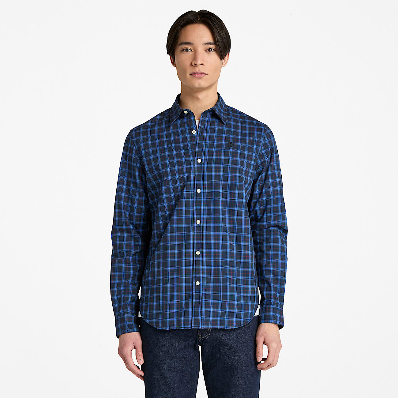 Chemise  carreaux en popeline pour homme en bleu fonc TBL bleu HERO