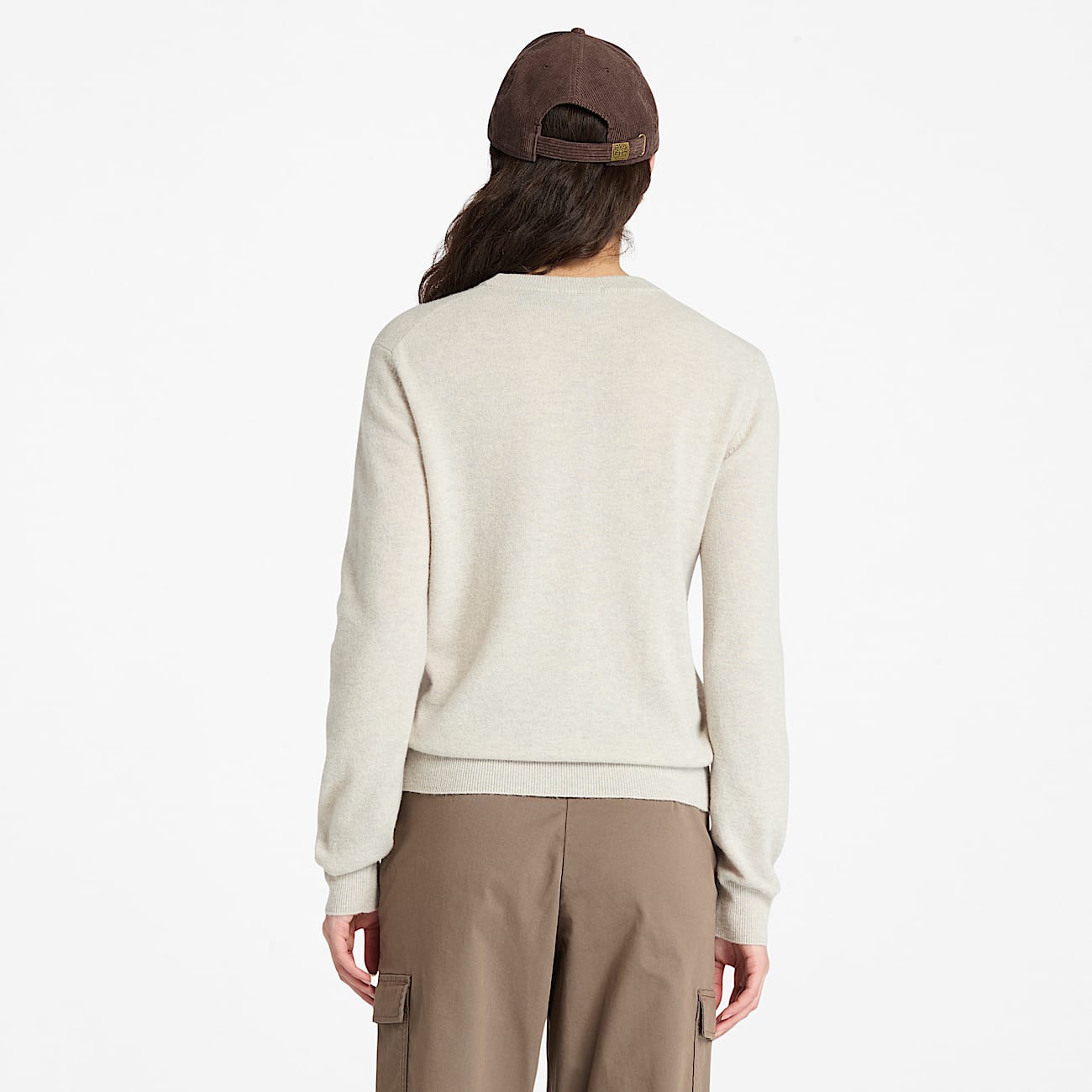 Trui met ronde hals van merinowol voor dames in beige - 5