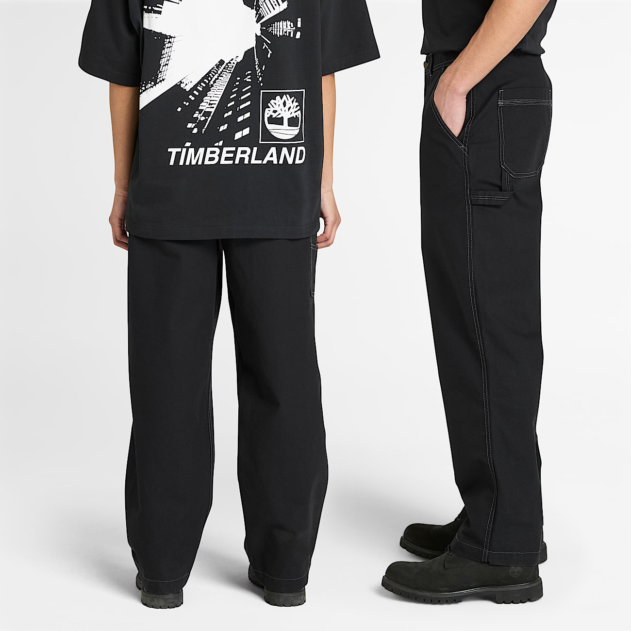 All Gender Carpenter-Hose aus gewaschenem Duck-Canvas in Schwarz - 2