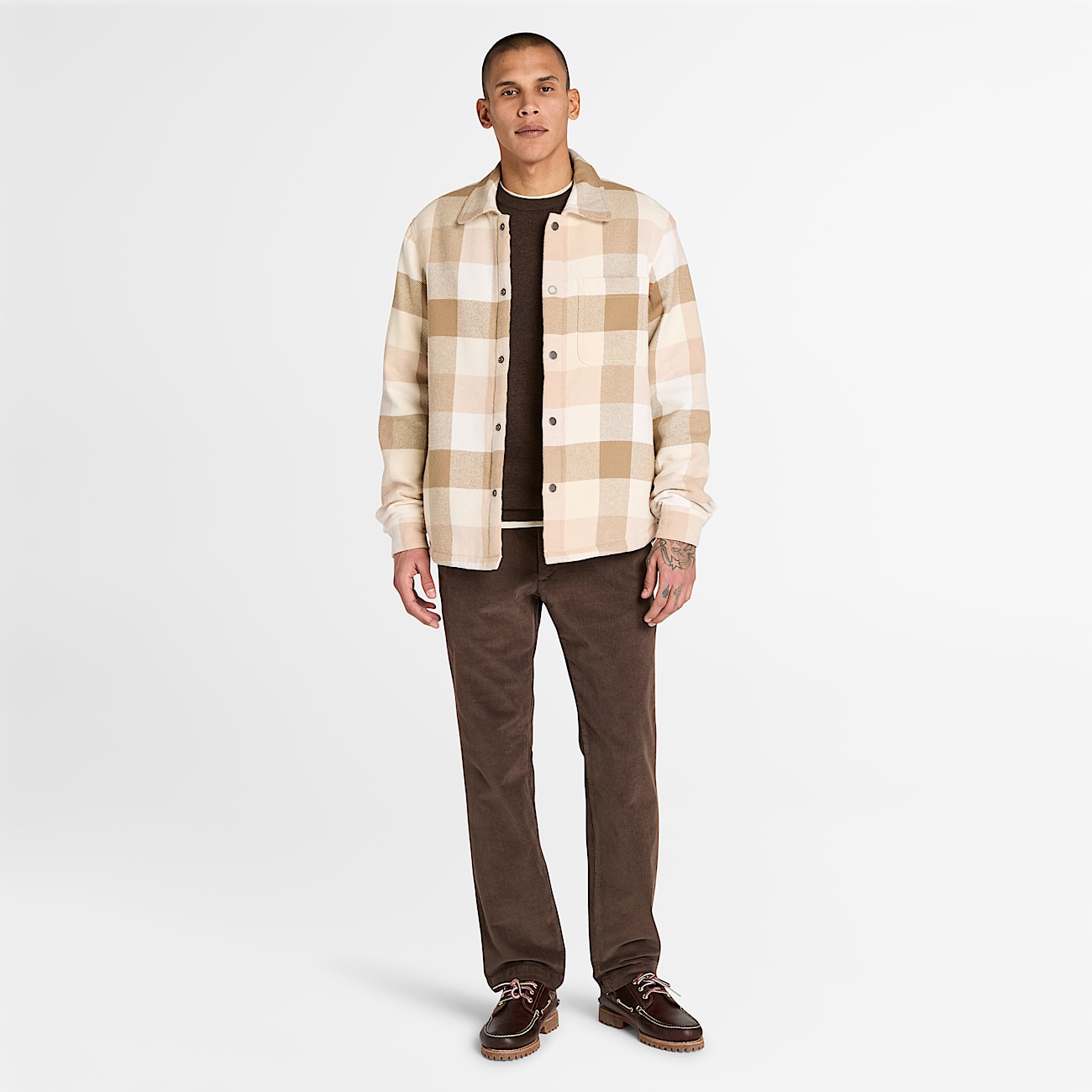 High Pile Lined Overshirt for Men in Beige TBL Beige ALT1