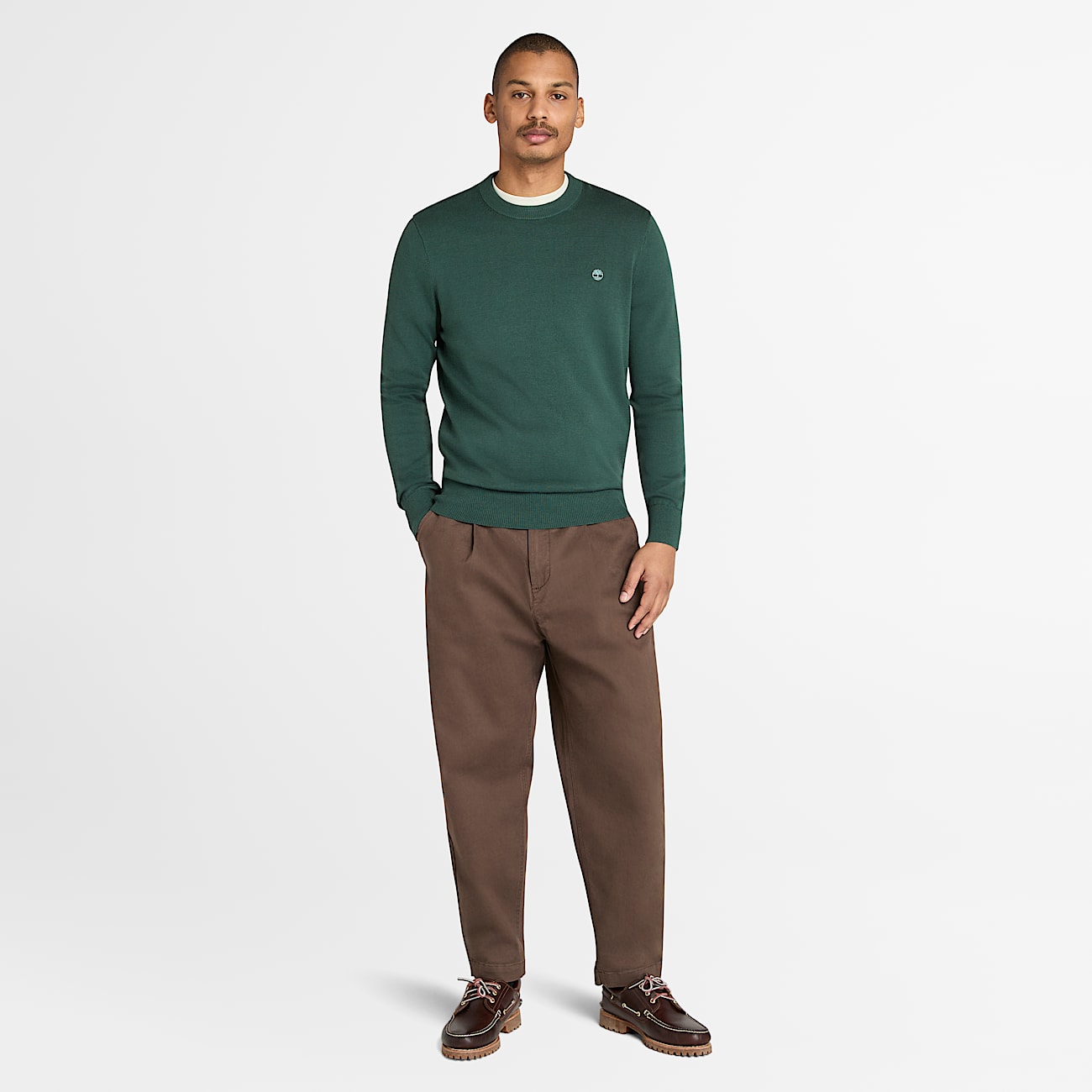 Williams River Cotton Jumper for Men in Dark Green TBL Green ALT1