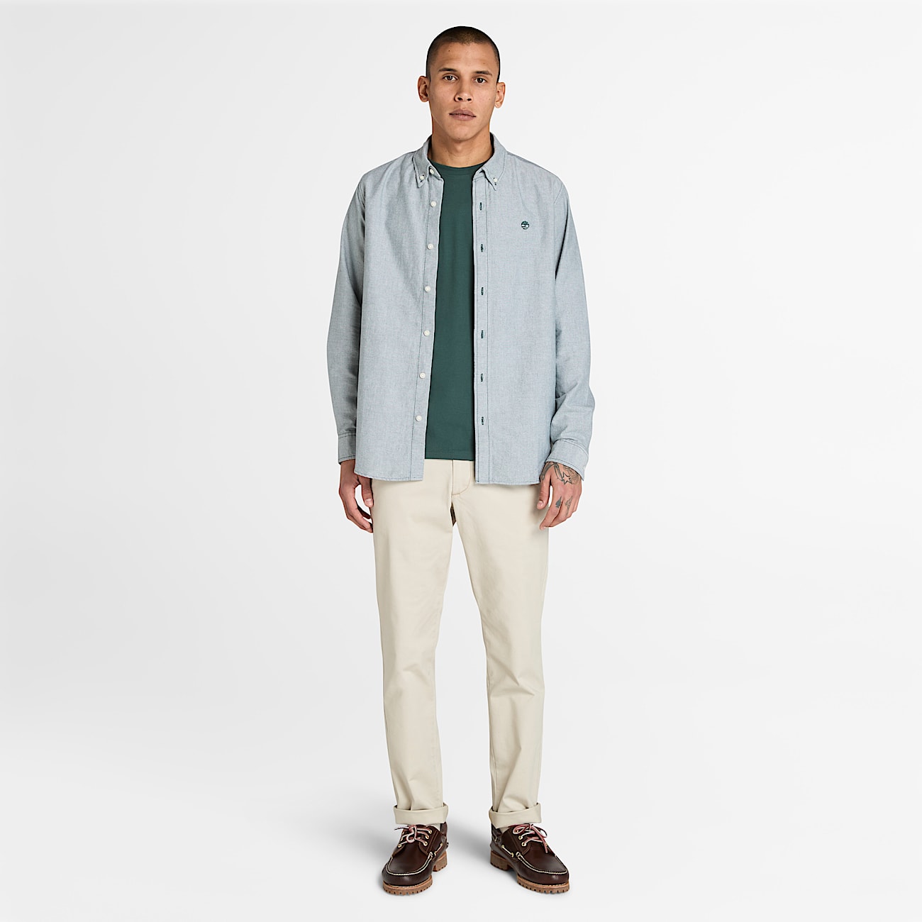 Dunstan River ShortSleeve TShirt for Men in Dark Green TBL Green ALT1